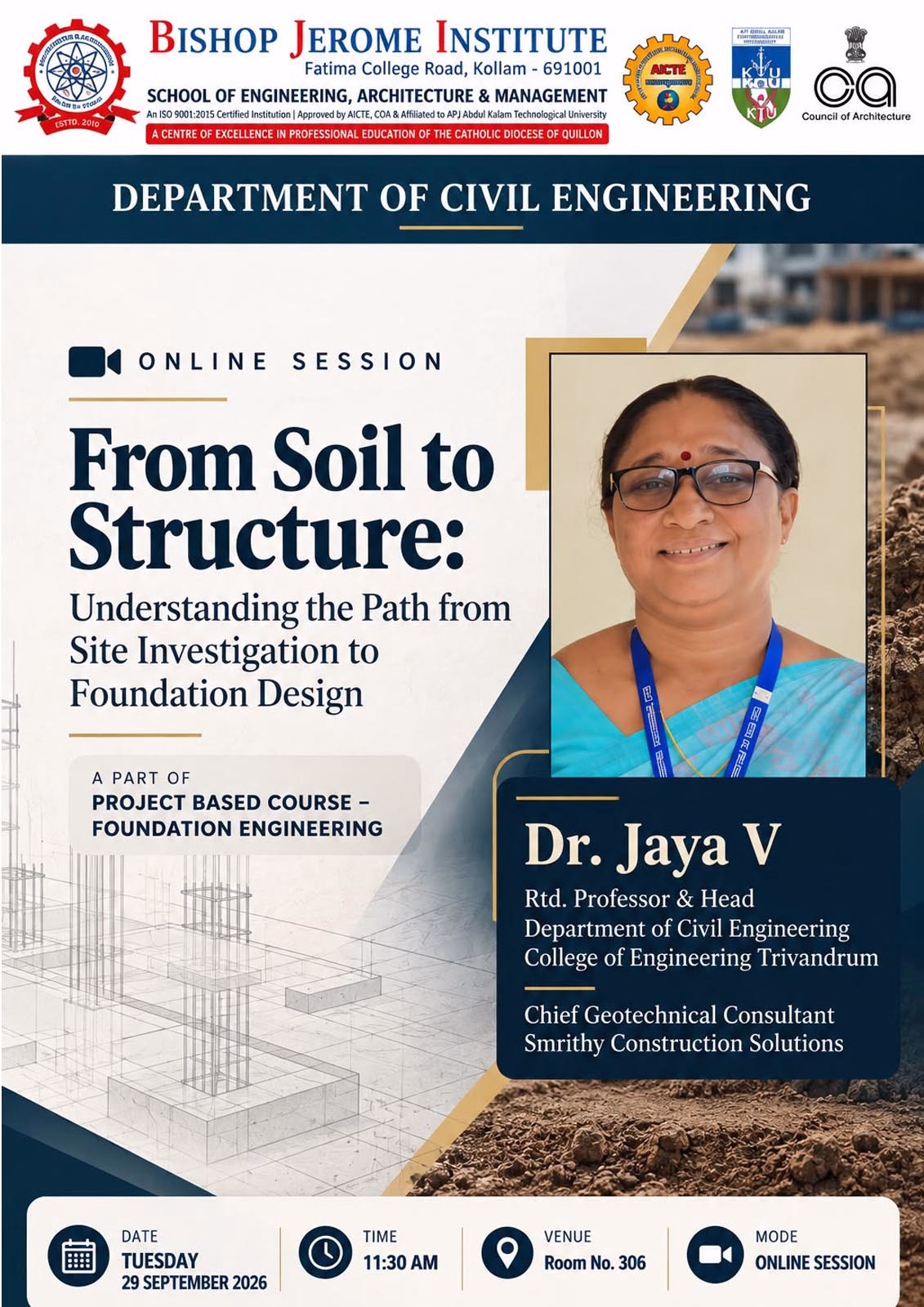 Department of Civil Engineering Hosts Online Expert Session: - From Soil to Structure