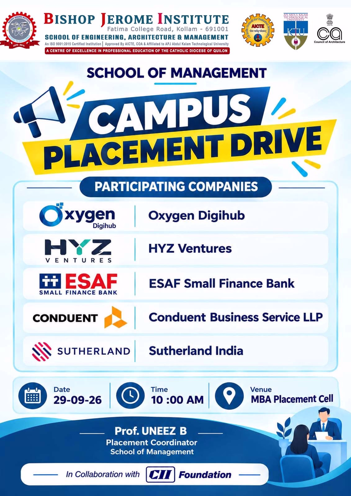 School of Management Hosts Mega Campus Placement Drive at Bishop Jerome Institute