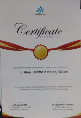 IEDC BJI is selected as one among the Best IEDC startup boot camp in Kerala by Kerala Startup Mission