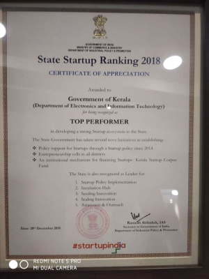 Kerala ranked among top 4 performers in the States' Startup Ranking 2018 Report