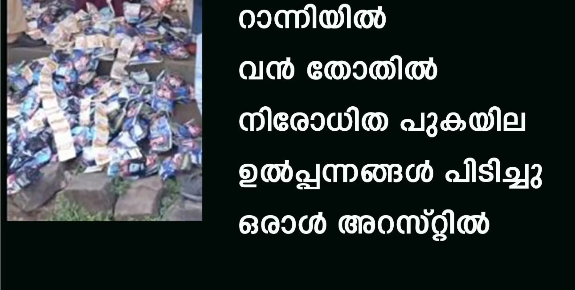 റാന്നിയില്‍ വന്‍ തോതില്‍ നിരോധിത പുകയില ഉല്‍പ്പന്നങ്ങള്‍ പിടിച്ചു ഒരാള്‍ അറസ്റ്റില്‍ 