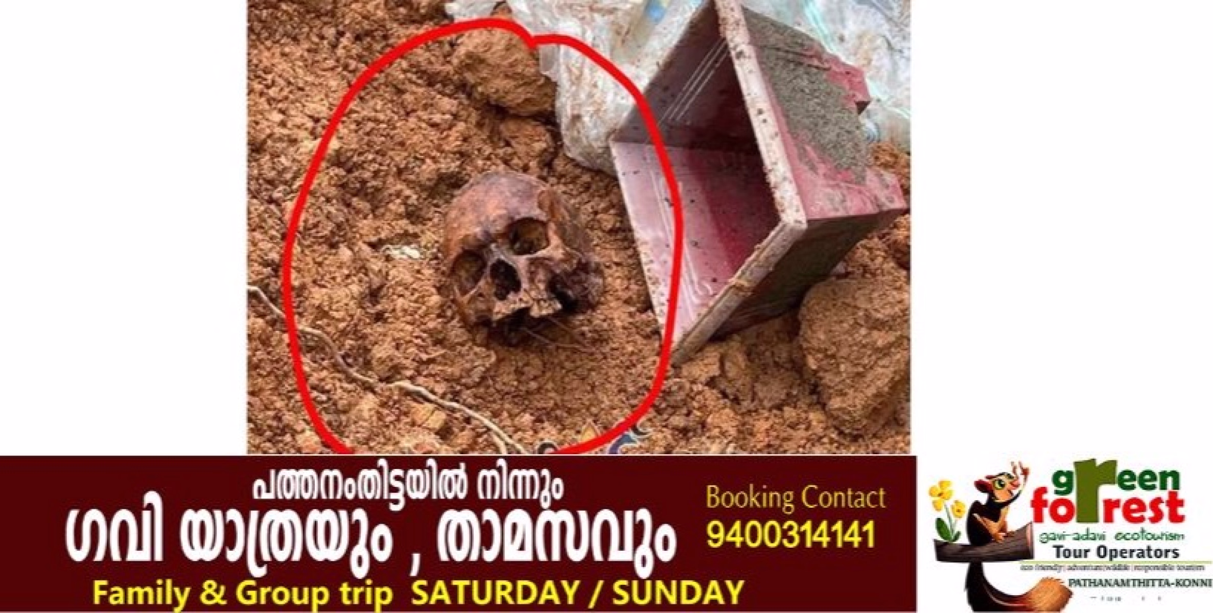 വീട്ടുമുറ്റം ഉയർത്താനായി ഇറക്കിയ മണ്ണിൽ മനുഷ്യന്റെ തലയോട്ടി കണ്ടെത്തി